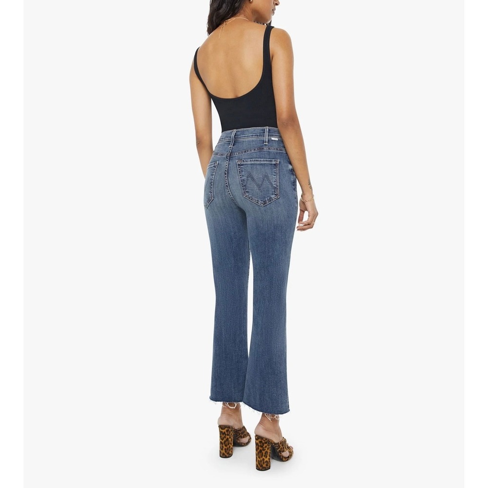 MOTHER The Hustler Ankle Fray Crop Jeans Dark Illusions Blue High Rise Size 27